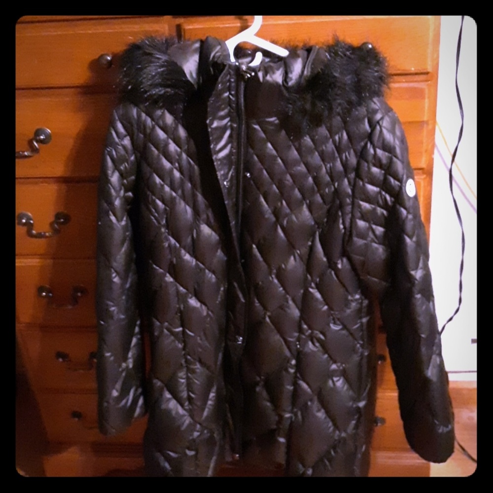 Black down feather filled Guess womens winter coat